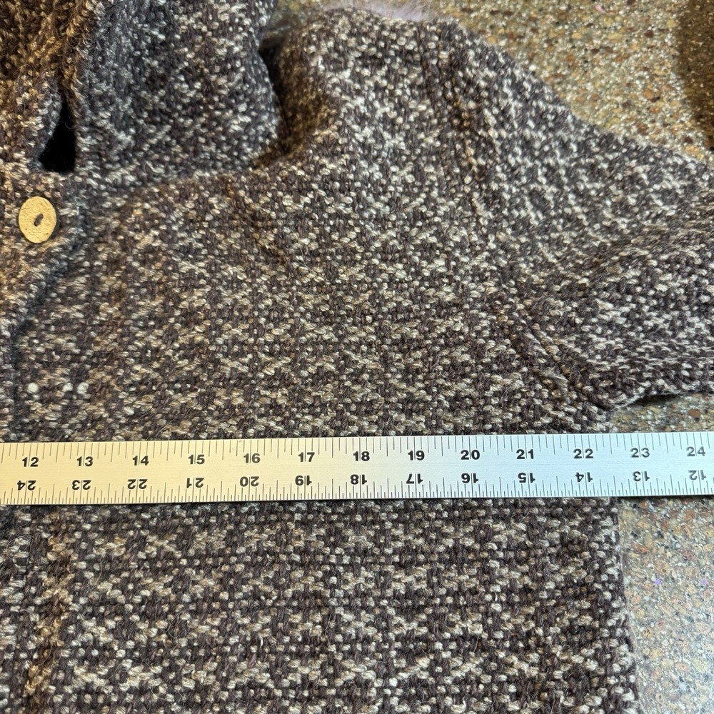 E.C.C. Women Cardigan Coat XL Brown Wool Cotton Handmade Ecuador Boho Artisan - Picture 6 of 7